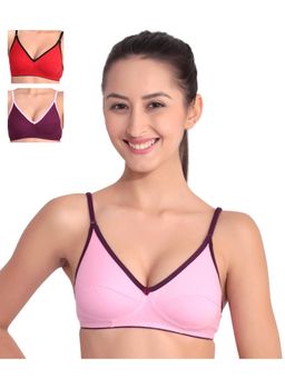 Floret - Pack Of 3 Solid T Shirt Bra - Multi-Color