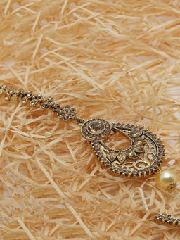 Anika's Creations - Anika's Creation Elegant Stone Studded Gold Plated Maang Tikka