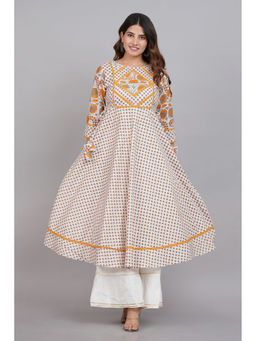 Yash Gallery - Womens Plus Size Floral Printed Anarkali Kurta - Multi