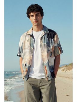 Snitch - Multicolour Abstract Half Sleeves Boxy Shirt for Men