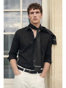 Snitch - Black Jacquard Full Sleeves Slim Formal Shirt for Men