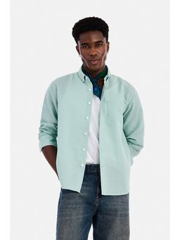 Snitch - Aqua Blue Solid Full Sleeves Regular Shirt for Men