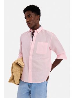 Snitch - Pink Solid Full Sleeves Regular Shirt for Men