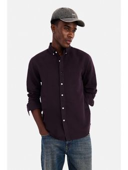 Snitch - Wine Solid Full Sleeves Regular Shirt for Men