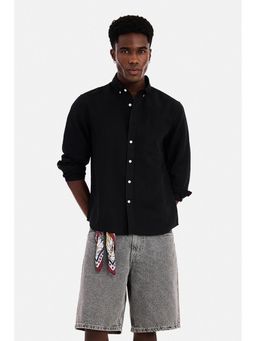 Snitch - Black Solid Full Sleeves Regular Shirt for Men
