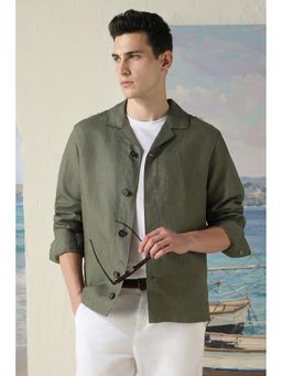 Louis Philippe - Men Casual Olive Solid Shacket
