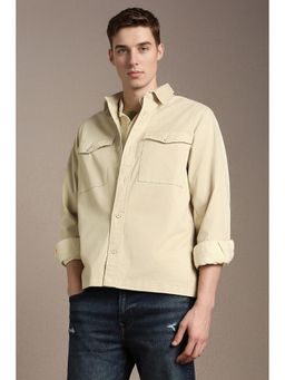 Louis Philippe - Men Casual Beige Solid Shacket