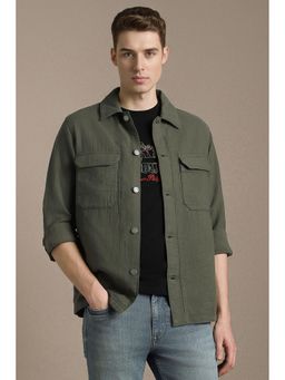 Louis Philippe - Men Casual Olive Solid Shacket