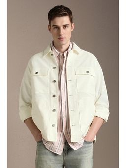 Louis Philippe - Men Casual Cream Textured Jacket