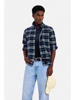 Snitch - Navy Blue Checks Full Sleeves Regular Casual Shirt for Men