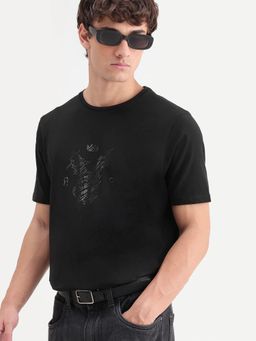 Rare Rabbit - Men Pufr Black Cotton Blend Graphic Print T-Shirt