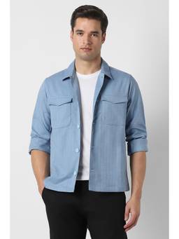 Peter England - Men Light Blue Solid Jacket
