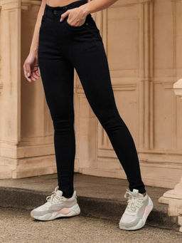 DOLCE CRUDO - Womens Black Slim Fit High Rise Denim Jeans