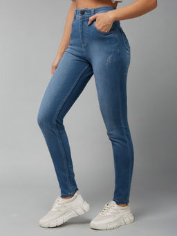 DOLCE CRUDO - Blue Skinny Fit High Rise Denim Stretchable Jeans