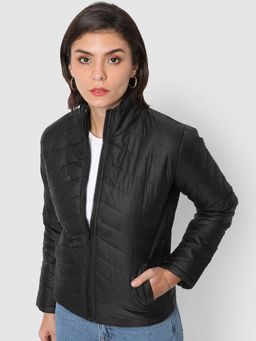 Campus Sutra - Womens Black Puffer Bomber Jacket