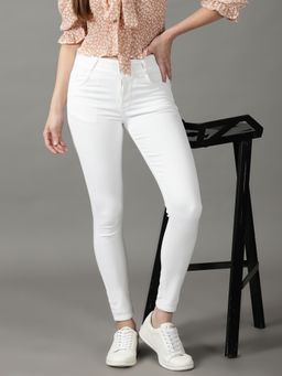 SHOWOFFFF - Women's Stretchable Clean Look White Skinny Fit Jeans