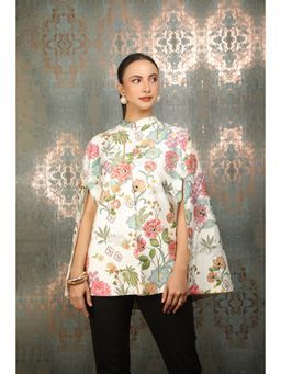 Tanu Malhotra - White Printed Cape