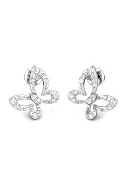 Candere by Kalyan Jewellers - 18K BIS Hallmark White Gold & Diamond Butterfly Earrings