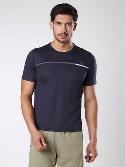 Black Panther - Men Navy Blue Solid Sports T-shirt