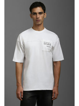 Louis Philippe - Men White Solid Crew Neck T-Shirt