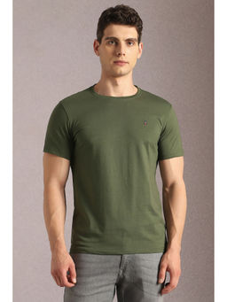 Louis Philippe - Men Olive Solid Crew Neck T-Shirt