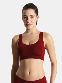 Jockey - 1840 Wire free Padded Microfiber Elastane Bonded Tech Lounge Bra - Pomegranate