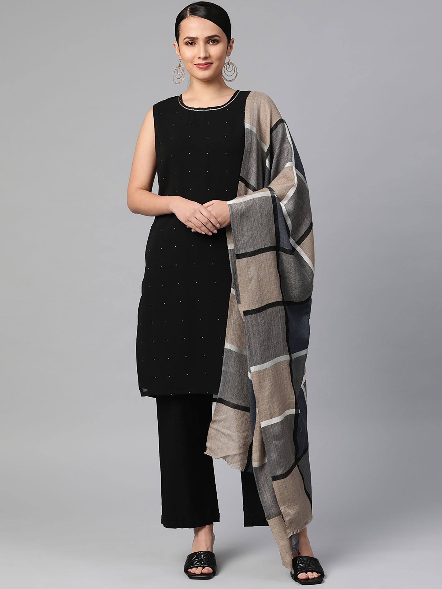 Checks Winter Woolen Shawl For Woman-picture-15