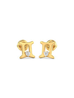 Candere by Kalyan Jewellers - 14K Yellow Gold and Diamond Gemini Stud Earring for Women