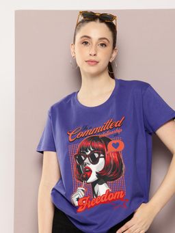 DILLINGER - Women Purple Boxy Printed T-shirt