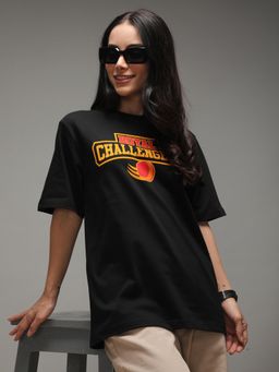 DILLINGER - Women Black Oversized Short Sleeve Printed T-shirt