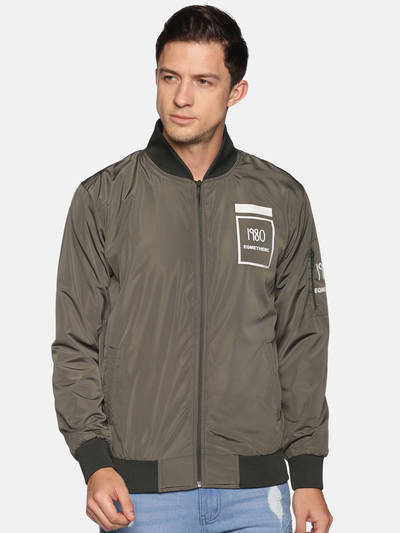 Men's Casual Olive Solid Jacket