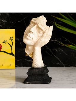 eCraftIndia - White Antique Finish Thinking Man Face Handcrafted Decorative Polyresin Showpiece