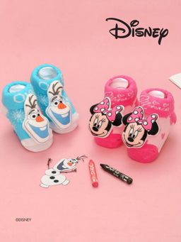 Yellow Bee - Minnie Mouse & Frozen Olaf Pink, Light Blue 3D Socks (Pack of 2)