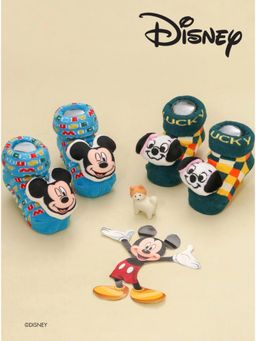 Yellow Bee - Mickey Mouse & 101 Lucky Dog 3D Blue, Dark Green Socks (Pack of 2)