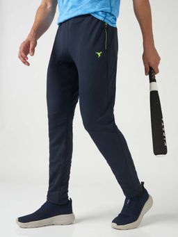 Technosport - Men Navy Blue Solid Slim Fit Sports Trackpant