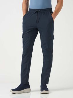 Technosport - Men Navy Blue Solid Relaxed Fit Sports Trackpant
