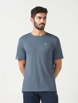 Technosport - Men Blue Solid Slim Fit Technocool Round Neck Sports T-Shirt