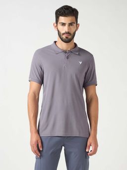 Technosport - Men Purple Solid Slim Fit Sports Polo T-Shirt