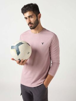 Technosport - Men Pink Melange Slim Fit Double Cool Round Neck Sports T-Shirt