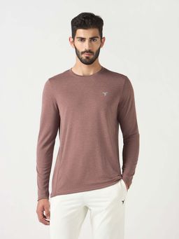 Technosport - Men Mauve Melange Slim Fit Double Cool Round Neck Sports T-Shirt