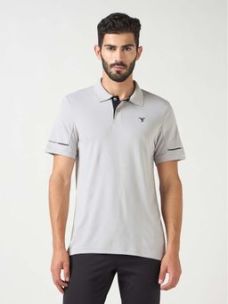 Technosport - Men Blue Solid Slim Fit Sports Polo T-Shirt