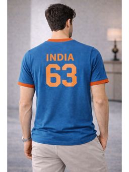 The Fit Theory - Men Blue India 63 Printed Short Sleeves Jersey