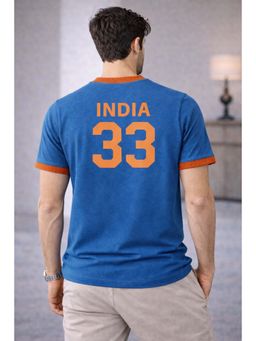 The Fit Theory - Men Blue India 33 Printed Short Sleeves Jersey