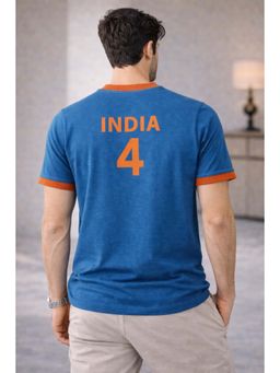 The Fit Theory - Men Blue India 4 Printed Short Sleeves Jersey