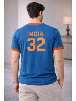 The Fit Theory - Men Blue India 32 Printed Short Sleeves Jersey