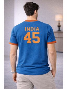 The Fit Theory - Men Blue India 45 Printed Short Sleeves Jersey