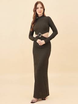 AAYU - Women Textured Green Bodycon Dress