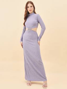 AAYU - Women Textured Purple Bodycon Dress