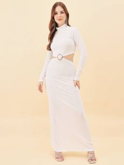 AAYU - Women Textured White Bodycon Dress