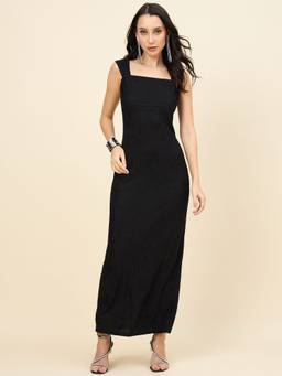 AAYU - Women Textured Black Bodycon Dress